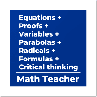 Math Teacher Equation - white text Posters and Art